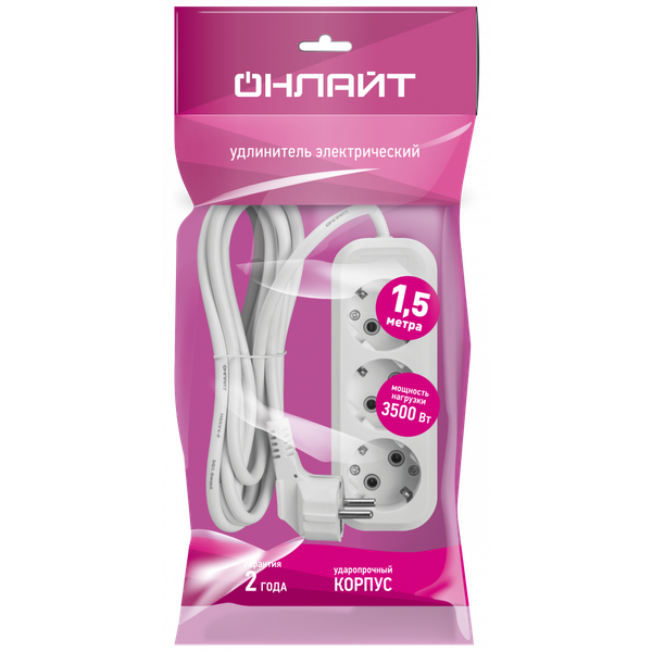 Изображение товара Удлинитель Онлайт OPE-S-03-150-E-3x1 / 90515
