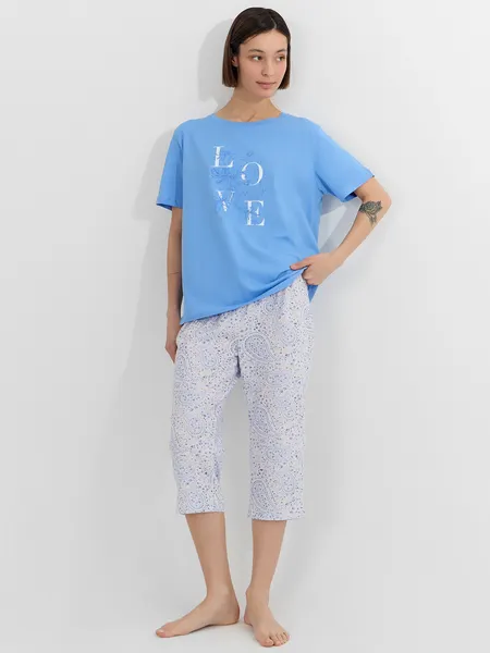 Изображение товара Комплект домашней одежды Mark Formelle 592370 (р.164/170-96-102, сине-голубой/узор на голубом)
