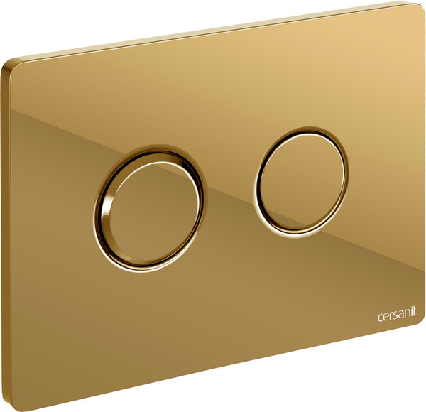 Изображение товара Унитаз подвесной с инсталляцией Cersanit Brasko Slim 64824 + Aqua 50 68178 +Accento Circle для Aqua 69083 (кнопка золото глянец)