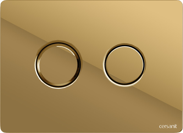 Изображение товара Унитаз подвесной с инсталляцией Cersanit Brasko Slim 64824 + Aqua 50 68178 +Accento Circle для Aqua 69083 (кнопка золото глянец)