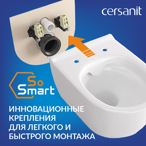 Изображение товара Унитаз подвесной с инсталляцией Cersanit Brasko Slim 64824 + Aqua 50 68178 +Accento Circle для Aqua 69083 (кнопка золото глянец)
