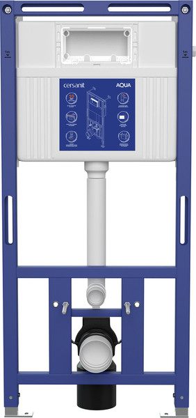 Изображение товара Унитаз подвесной с инсталляцией Cersanit Brasko Slim 64824 + Aqua 50 68178 +Accento Circle для Aqua 69083 (кнопка золото глянец)