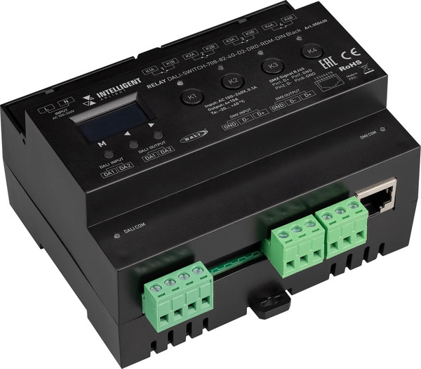 Реле управления светом Arlight Intelligent DALI-SWITCH-708-82-4G-D2-DRO-RDM-DIN Black / 050430 — фото 3