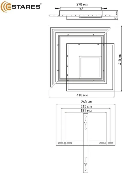 Изображение товара Люстра Estares Vetro 65W 3S-APP-410x410x55-BLACK/WHITE/CLEAR-220-IP20