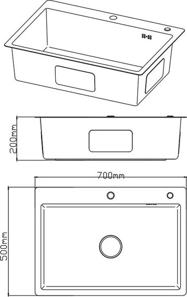 Изображение товара Мойка кухонная Diadonna S7050B-1