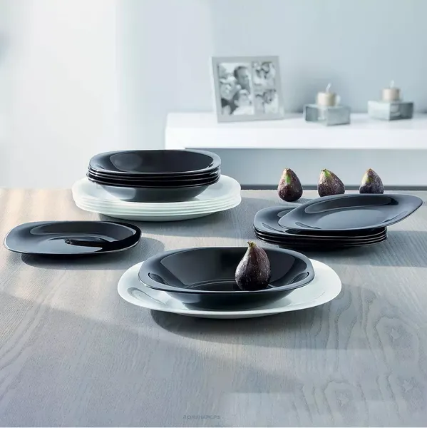 Изображение товара Набор столовой посуды Luminarc Carine V8305 (черный/белый)