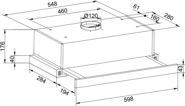 Изображение товара Вытяжка телескопическая ZORG Slim 1030 60 S (черный)