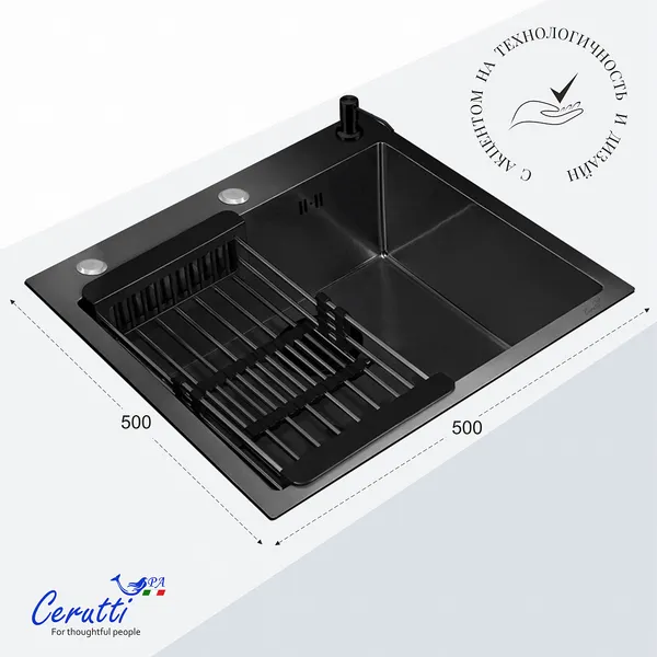 Изображение товара Мойка кухонная Cerutti Spa Spa Gloria 5050B (графит)