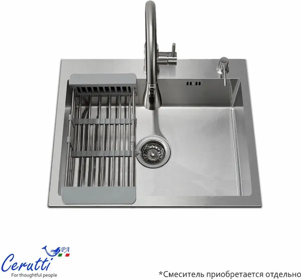 Изображение товара Мойка кухонная Cerutti Spa Spa Gloria 5050S (матовый хром)
