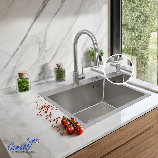 Изображение товара Мойка кухонная Cerutti Spa Spa Gloria 6050S (матовый хром)