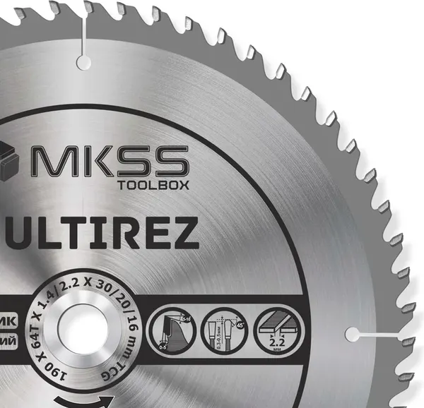 Изображение товара Пильный диск MKSS 190х64Тх1.4/2.2х30/20/16мм / MU19006430