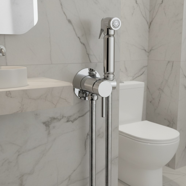 Изображение товара Унитаз напольный Lauter W76 P-TRAP 21122761 + гигиенический душ Jet 21TZ231CH (горизонтальный выпуск)