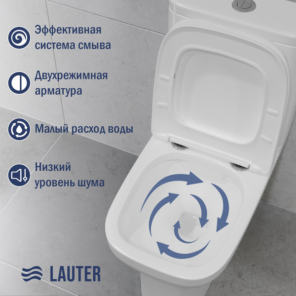Изображение товара Унитаз напольный Lauter W236 2110236 + гигиенический душ Rinse 21GN4052BM