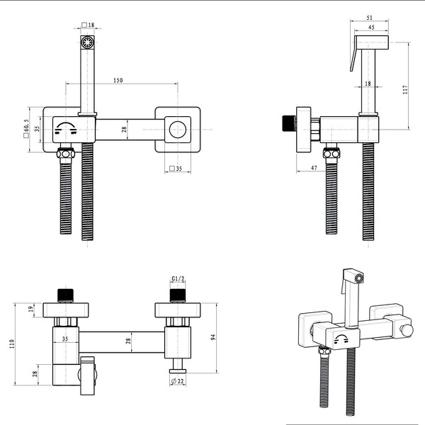 Изображение товара Унитаз напольный Lauter W236 2110236 + гигиенический душ Glow 21LT0223MW