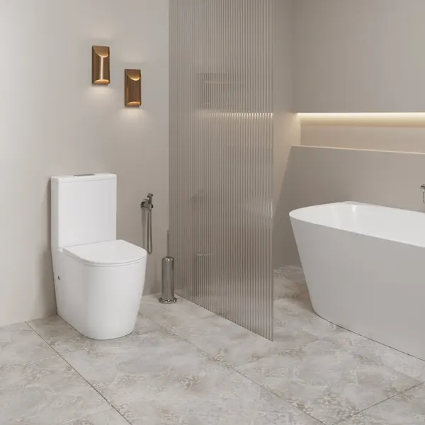 Изображение товара Унитаз напольный Lauter Rimless 21D2202 + гигиенический душ Rainix 21LT7713MW