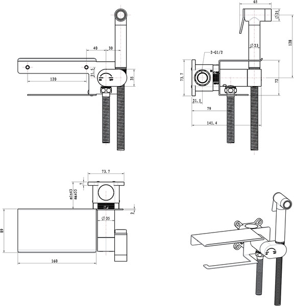 Изображение товара Унитаз напольный Lauter Vortex 2110022VF + гигиенический душ AquaTech 21LT0101CH