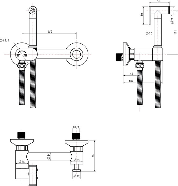 Изображение товара Унитаз напольный Lauter Vortex 2110022VF + гигиенический душ Sano 21LT1294GL