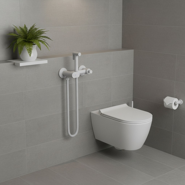 Изображение товара Унитаз напольный Lauter W09 P-TRAP 21900001 + гигиенический душ Sano 21LT1293MW (горизонтальный выпуск)