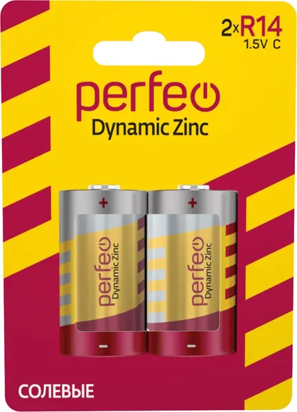 Изображение товара Комплект батареек Perfeo Dynamic Zinc PF R14/2BL