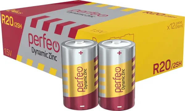 Изображение товара Комплект батареек Perfeo Dynamic Zinc PF R20/2SH
