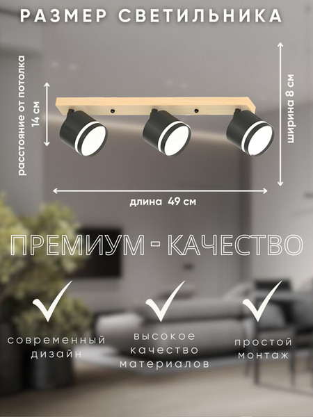 Изображение товара Спот Aitin-Pro X4504/3 (черный/дерево)