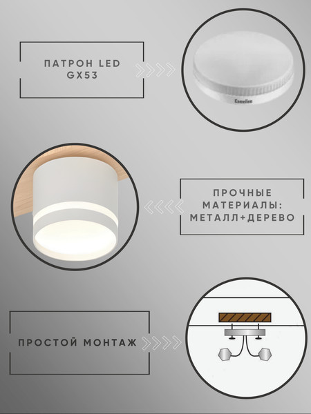 Изображение товара Потолочный светильник Aitin-Pro X4516/2 (белый/дерево)