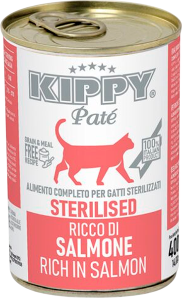 Изображение товара Влажный корм для кошек Kippy Беззерновой для стерилизованных с лососем (400г)