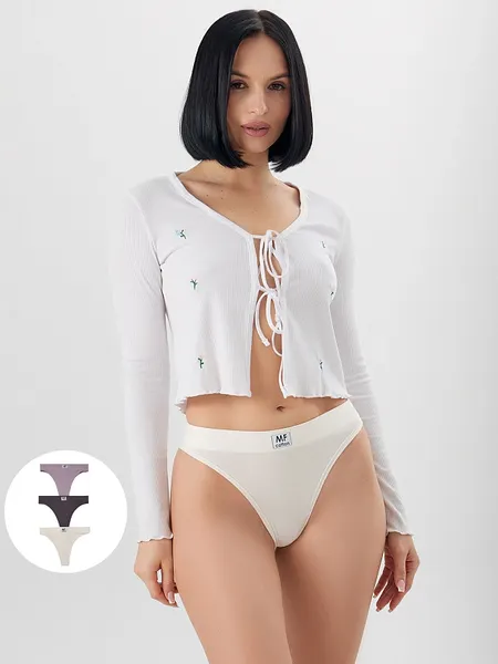 Изображение товара Комплект женских трусов Mark Formelle 412543-3 (р.94, молочный/морской туман/макадамия/декор)