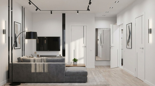 Изображение товара Дверь межкомнатная Юни Эмаль Line 6 70х200 (белый/черный)