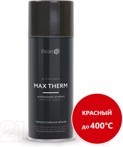Изображение товара Эмаль Elcon Термостойкая до 400C (520мл, красный)