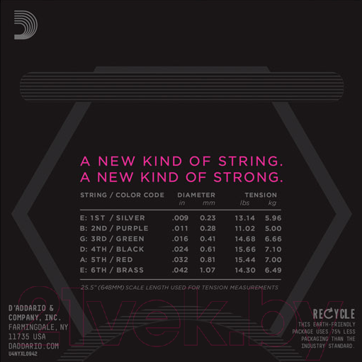 Изображение товара Струны для электрогитары D'Addario NYXLS0942