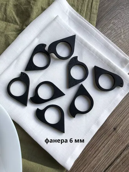 Изображение товара Набор колец для салфеток ОМурМебель Воробей черный (12шт)