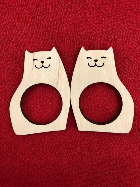 Изображение товара Набор колец для салфеток ОМурМебель Котик (6шт, бежевый)