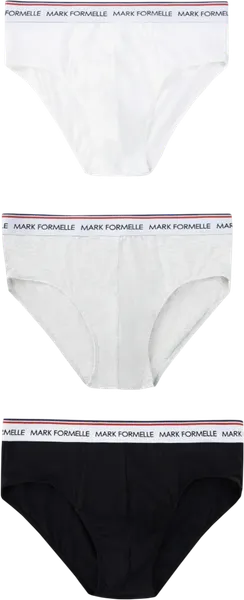 Изображение товара Комплект мужских трусов Mark Formelle 411170-3 (р.106-116, белый/серый меланж 4306-А/черный-1)