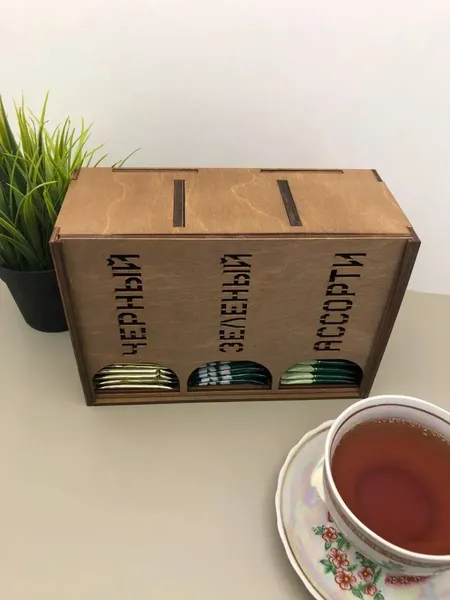 Изображение товара Органайзер для чайных пакетиков ОМурМебель Ассорти Вертикальный с резкой (коричневый)