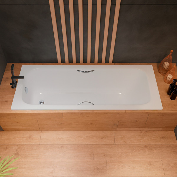 Изображение товара Ванна стальная Lauter Brio Star 160 / 21S1601 + сифон 21Y11022 (с ножками, с ручками, с шумоизоляцией)