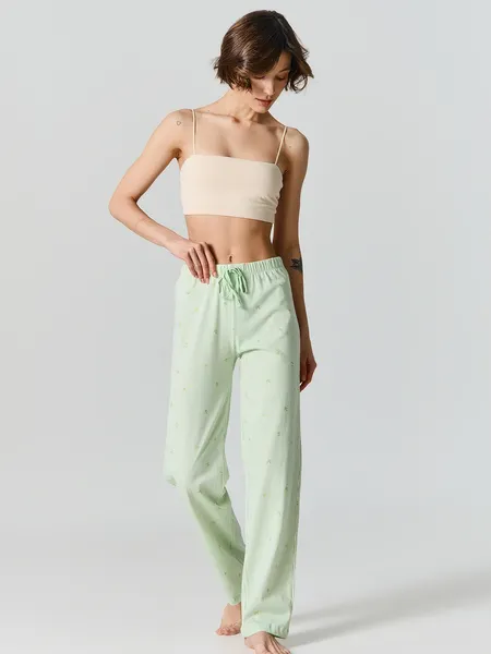 Изображение товара Штаны домашние Mark Formelle 532495 (р.164/170-106, цветы на зеленой полоске)