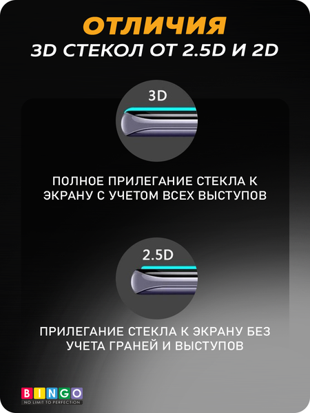 Изображение товара Защитное стекло для телефона Bingo 5D для Apple iPhone 17 Pro Max (черный)