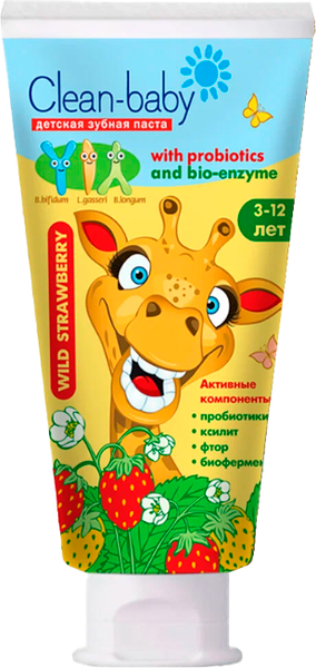 Изображение товара Зубная паста Clean Вaby со фтором от 3 до 12 лет со вкусом лесной земляники (50мл)