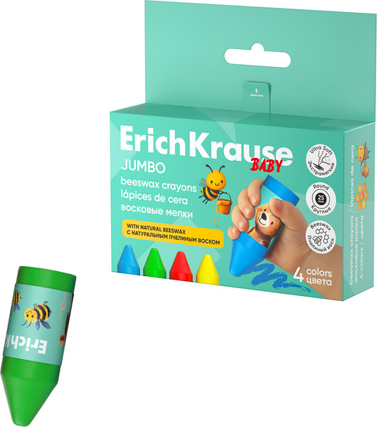 Изображение товара Восковые мелки Erich Krause Baby Jumbo Bee Wax / 65454 (4цв)