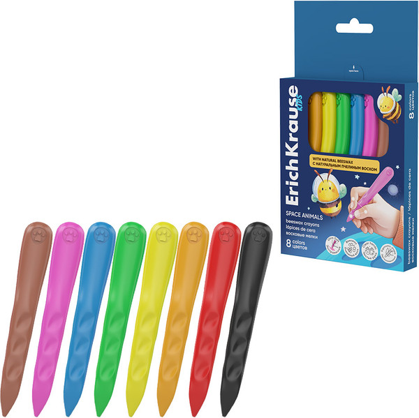 Изображение товара Восковые мелки Erich Krause Kids Space Animals / 65456 (8цв)