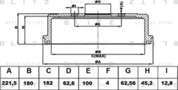 Изображение товара Тормозной барабан BLITZ BT0138