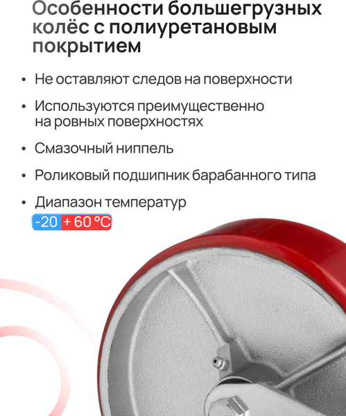Изображение товара Опора колесная для тележки складской TOR FCp 85 250мм N / 1046493 (полиуретановое)