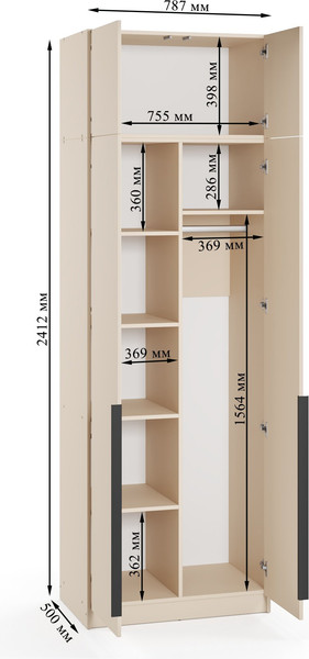Изображение товара Шкаф Soma Lord Black 2-х створчатый 80х240 (кашемир)