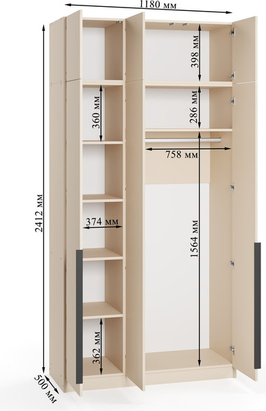 Изображение товара Шкаф Soma Lord Black 3-х створчатый 120х240 (кашемир)