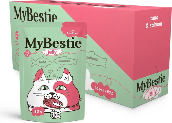 Изображение товара Влажный корм для кошек MyBestie Тунец и Лосось в желе / 161521384/CAT (80г)
