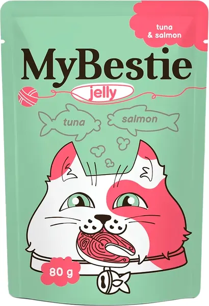 Изображение товара Влажный корм для кошек MyBestie Тунец и Лосось в желе / 161521384/CAT (80г)