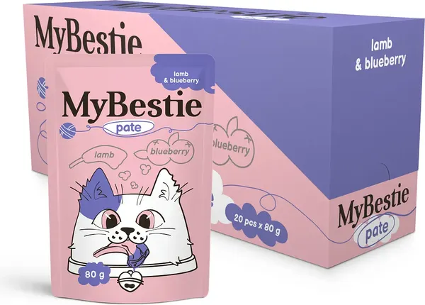 Изображение товара Влажный корм для кошек MyBestie Паштет с мясом Ягненка и Черникой / 161521386/CAT (80г)