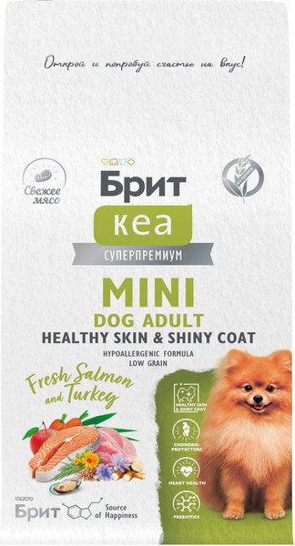 Изображение товара Сухой корм для собак Брит Кеа Mini Dog Adult Healthy Skin&Shiny Coat / 6010766 (400г)
