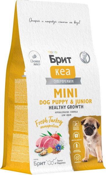 Изображение товара Сухой корм для собак Брит Кеа Mini Dog Puppy&Junior Healthy Growth Monoprotein / 6010704 (400г)